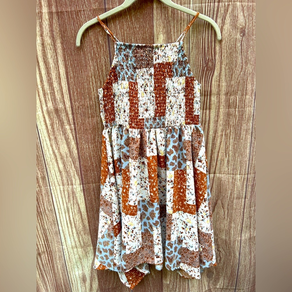 VTG No Comment M Y2K boho patchwork floral paisley festival handkerchief dress